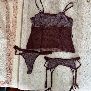 Fredrick's of Hollywood Brown and Blue Lingerie XL